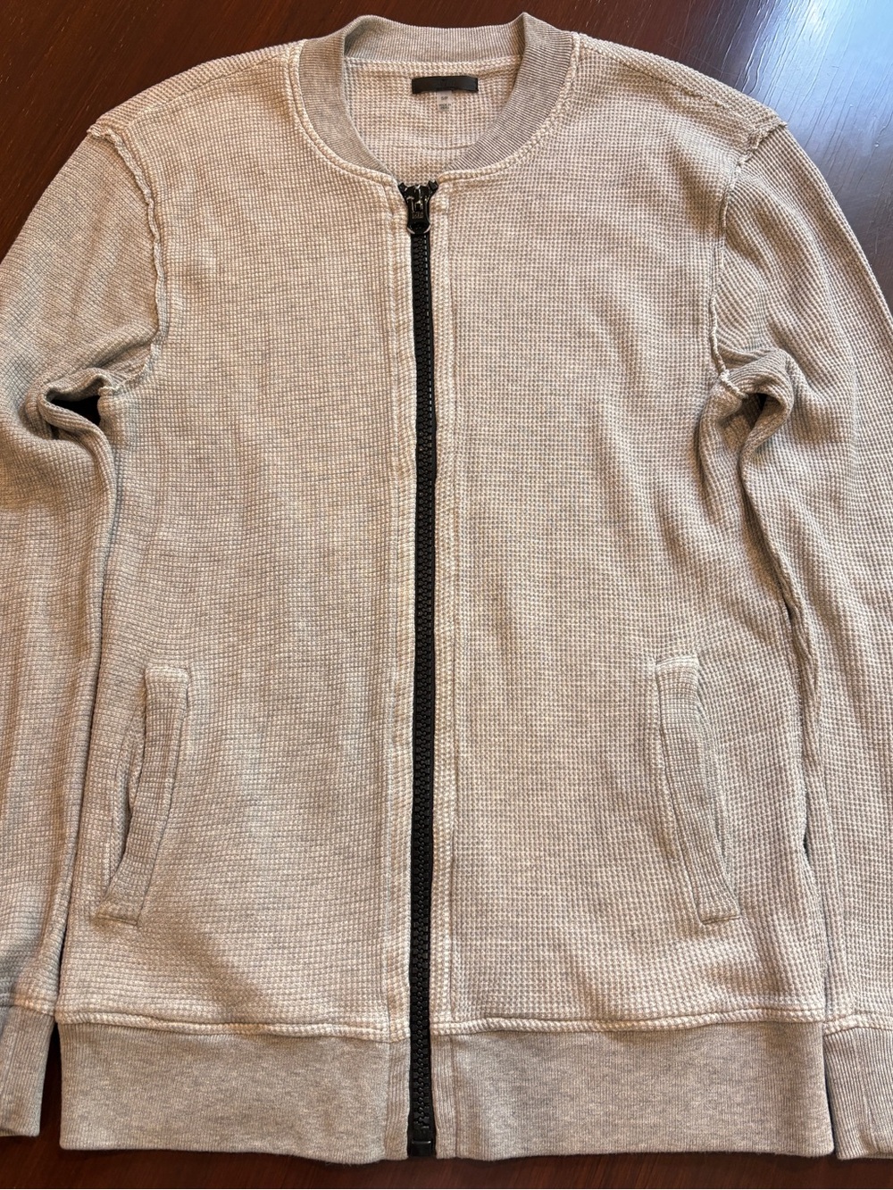 ATM Anthony Thomas Melillo Beige Waffle-Knit Zip-Up Sweater